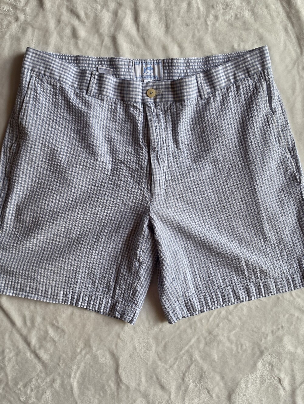 Southern Tide Shorts Mens 40 Blue White Seersucker Chino Lightweight Breathable